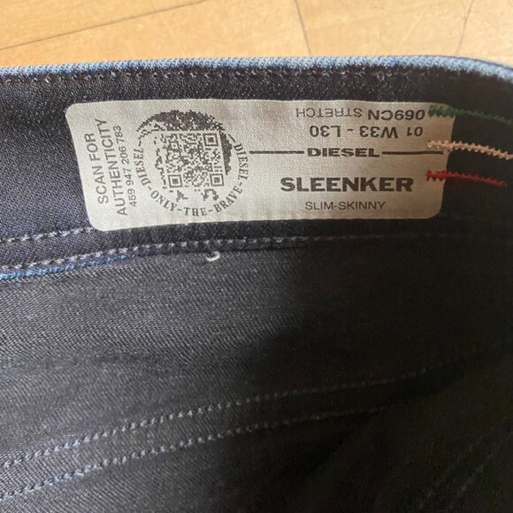Diesel mens jeans "Sleenker" sz 33 button fly slim skinny distressed - Picture 5 of 8